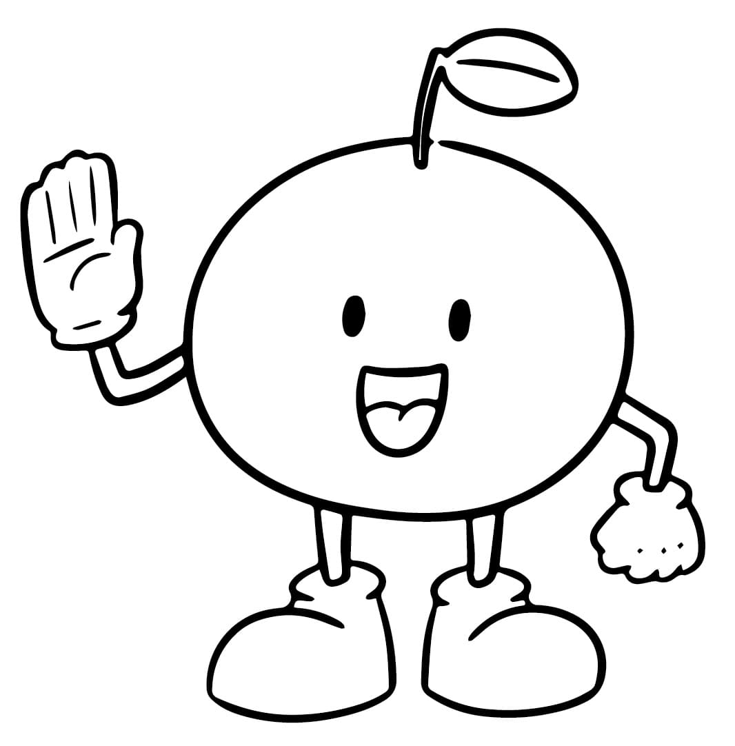 Desenho de uma Laranja Feliz para Colorir
