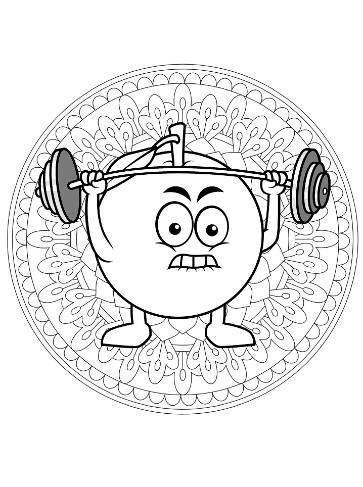 Desenho de Laranja com Folha para Colorir