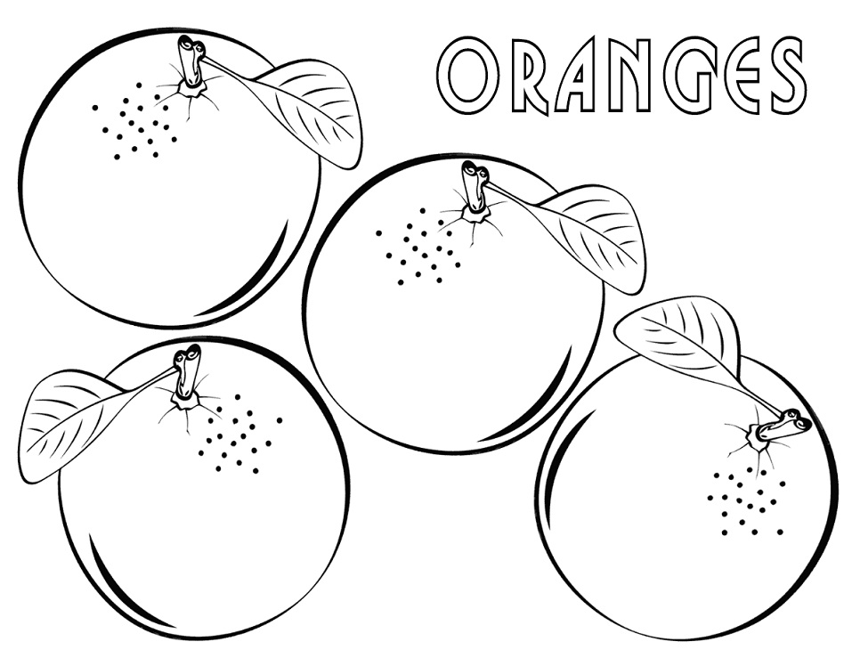Desenho de Laranja na Cesta para Colorir
