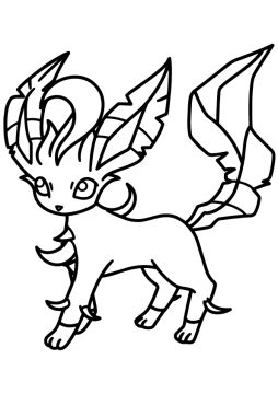 Desenho de Leafeon Pokemon fácil para Colorir