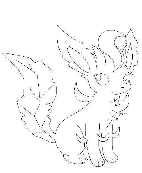 Desenho de Leafeon Pokemon Kawaii para Colorir