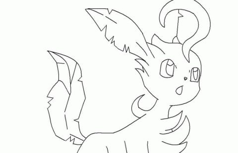 Desenho de Leafeon Pokemon para Colorir Giz de Cera