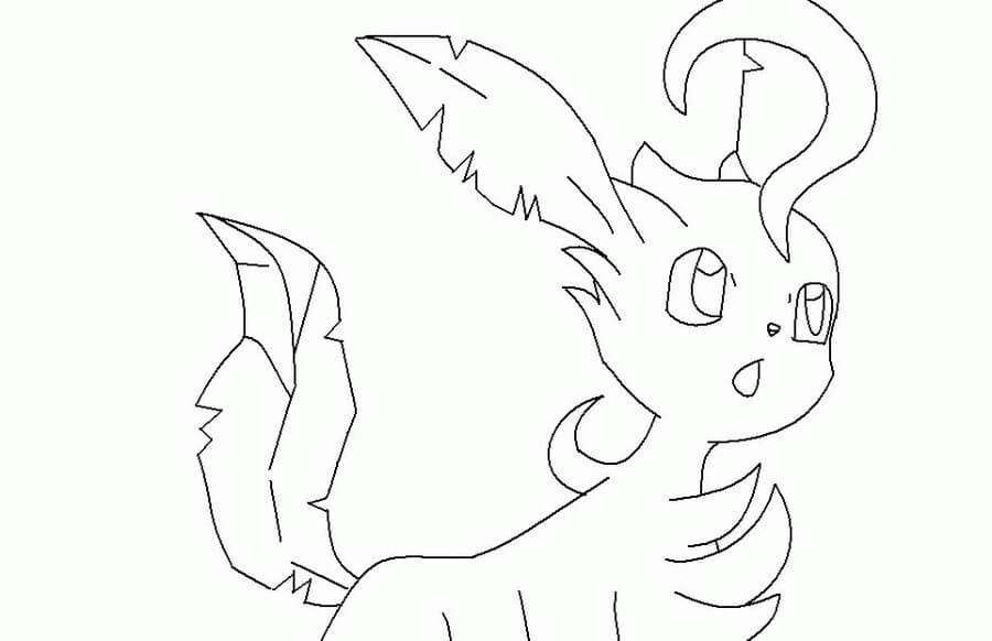Desenho de Leafeon Pokemon para Colorir Giz de Cera