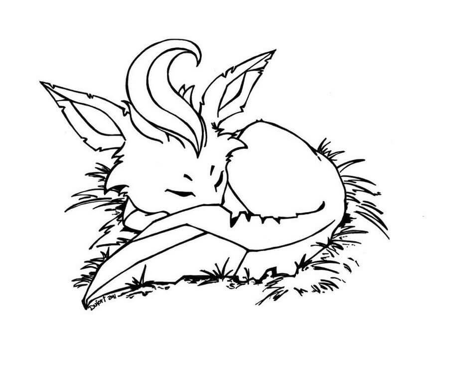 Desenho de Leafeon Pokemon para Colorir Tinta Guache