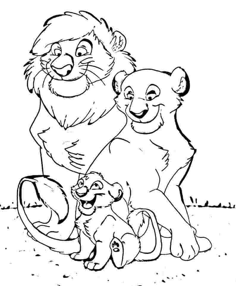 Desenho de Família Leão para Colorir