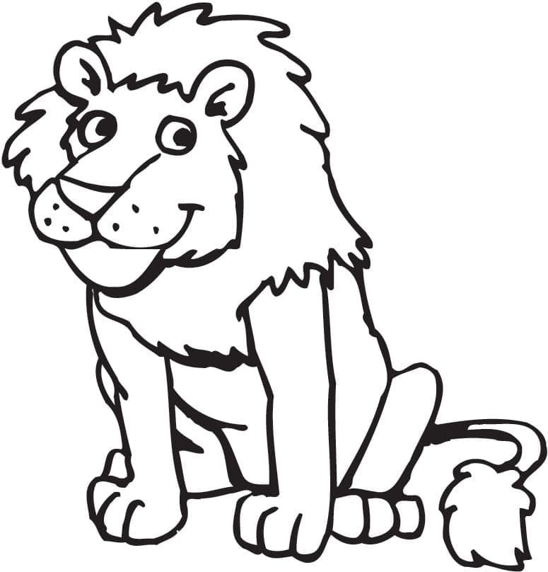 Desenho de Leão Alegre para Colorir