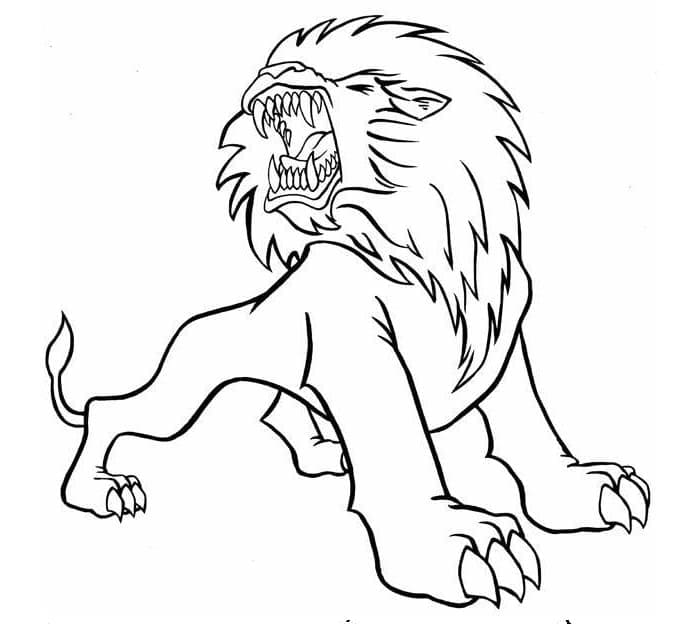 Desenho de Leão Assustador para Colorir