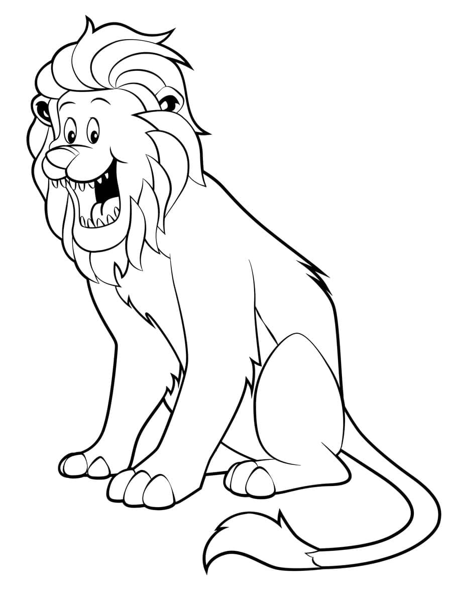 Desenho de Leão Engraçado para Colorir