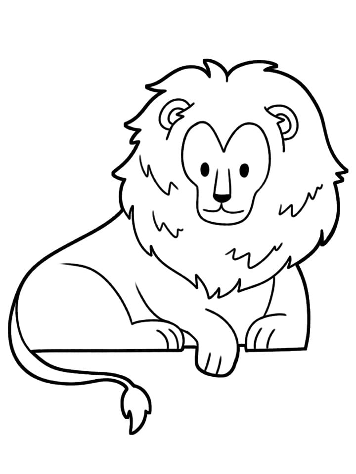 Desenho de Leão Feliz para Colorir