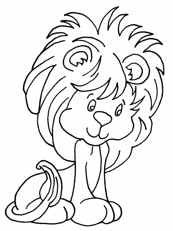 Desenho de Leão Muito Fofo para Colorir