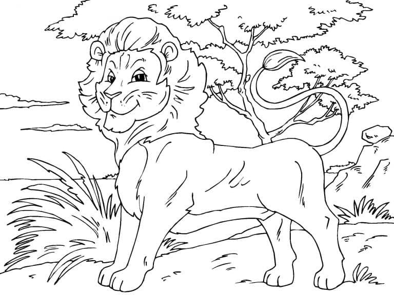 Desenho de Leão Sorridente para Colorir