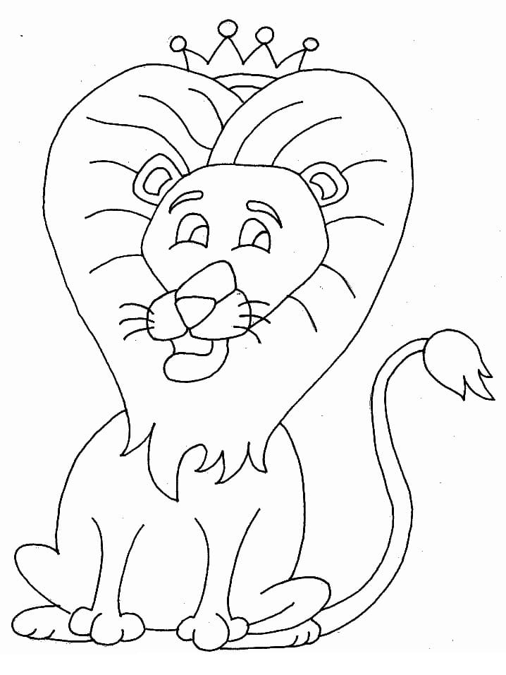 Desenho de Leão com Corôa para Colorir