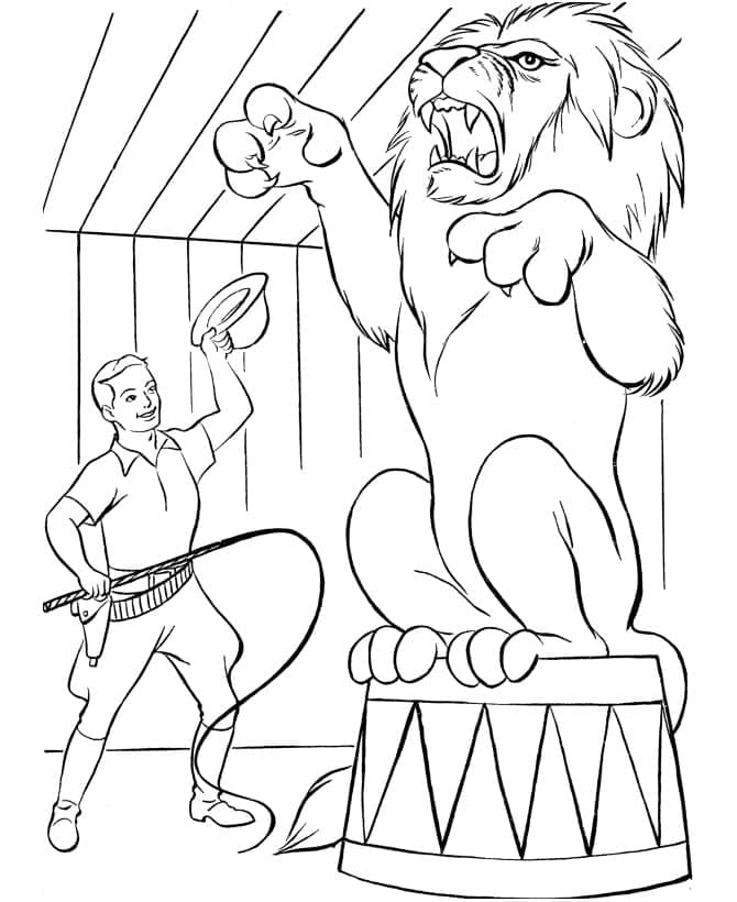 Desenho de Leão de Circo para Colorir