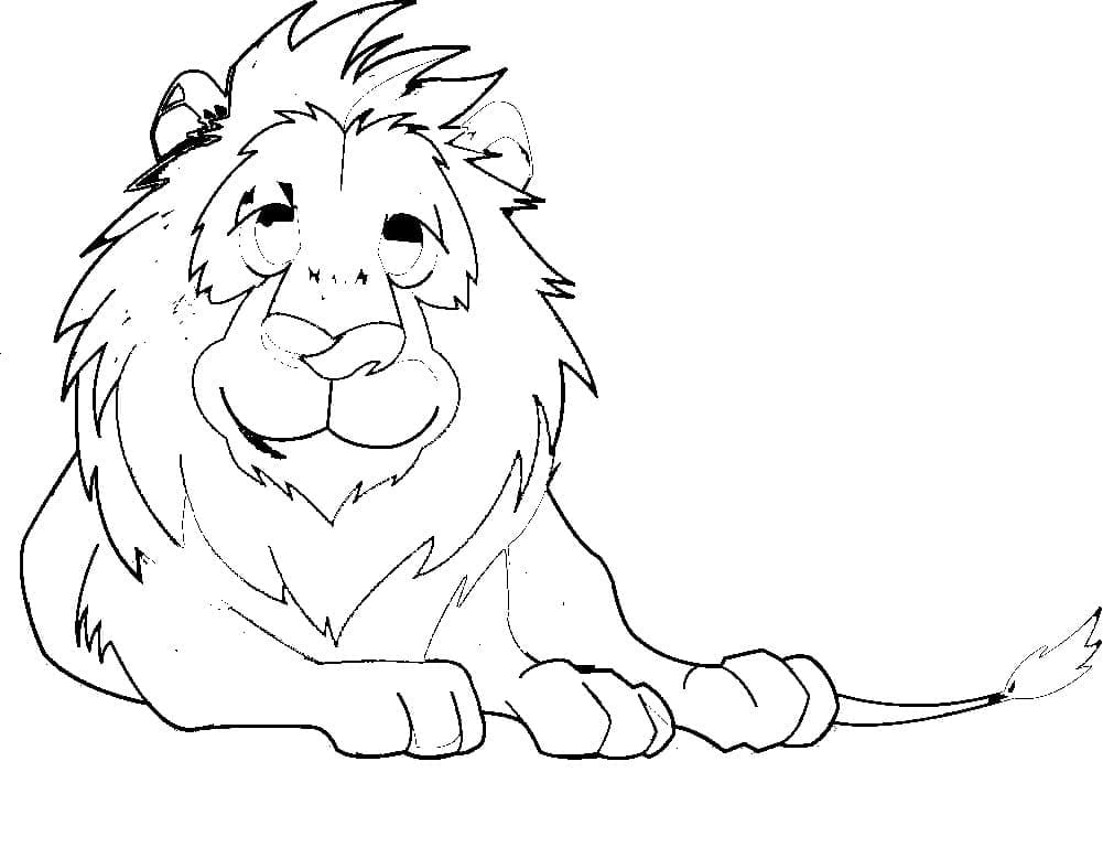 Desenho de um Leão Alegre para Colorir