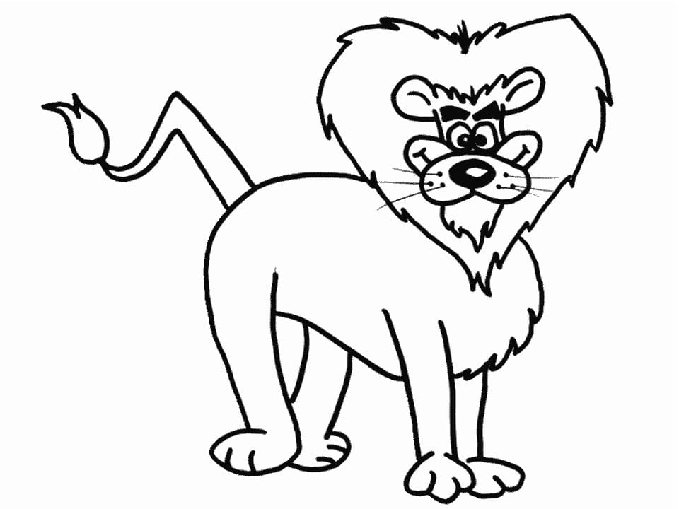 Desenho de um Leão Engraçado para Colorir