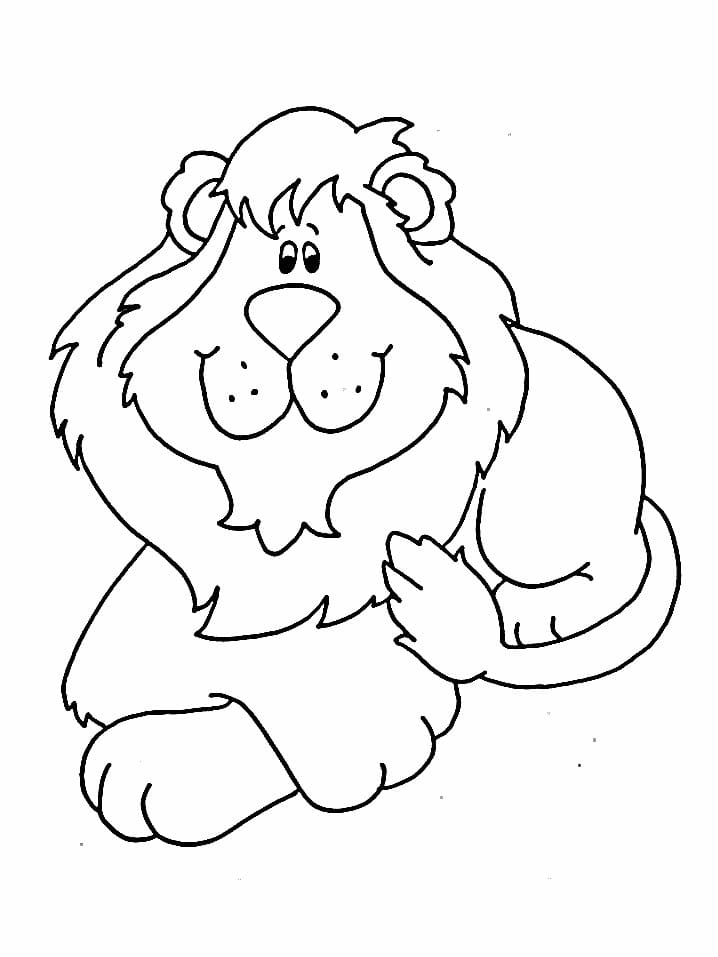Desenho de um Leão Feliz para Colorir