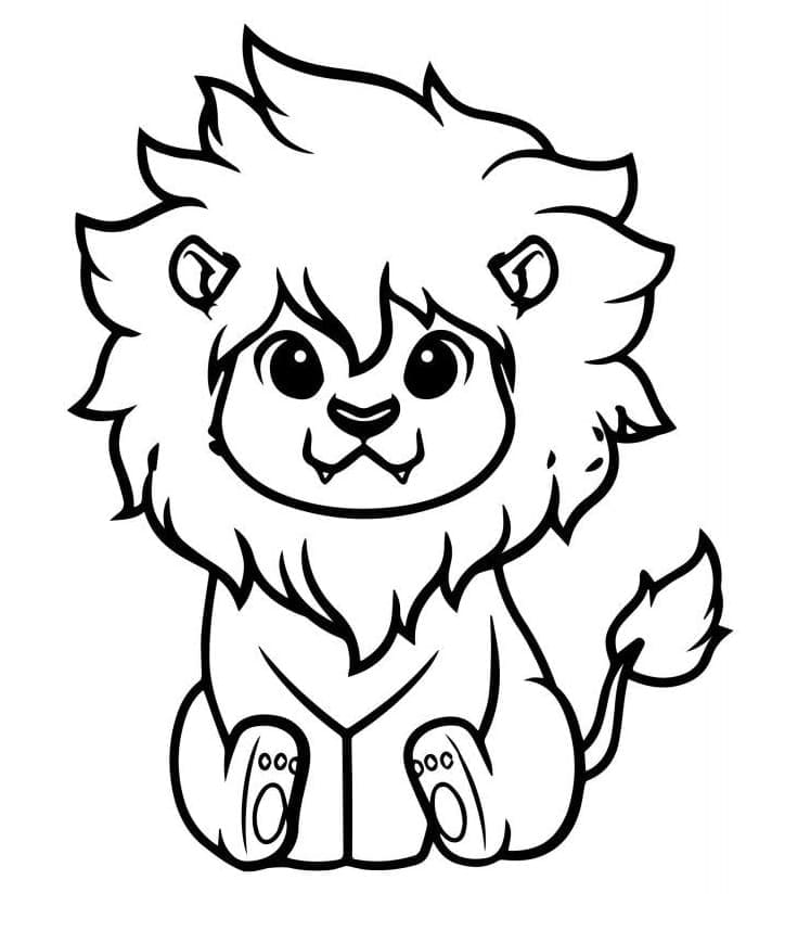 Desenho de um Leão Muito Fofo para Colorir