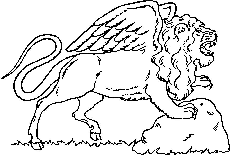 Desenho de Leão com Asas para Baixar e Colorir