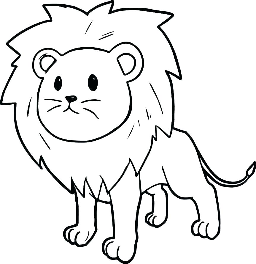 Desenho de Leão com Linda Juba para Colorir com Canetinha