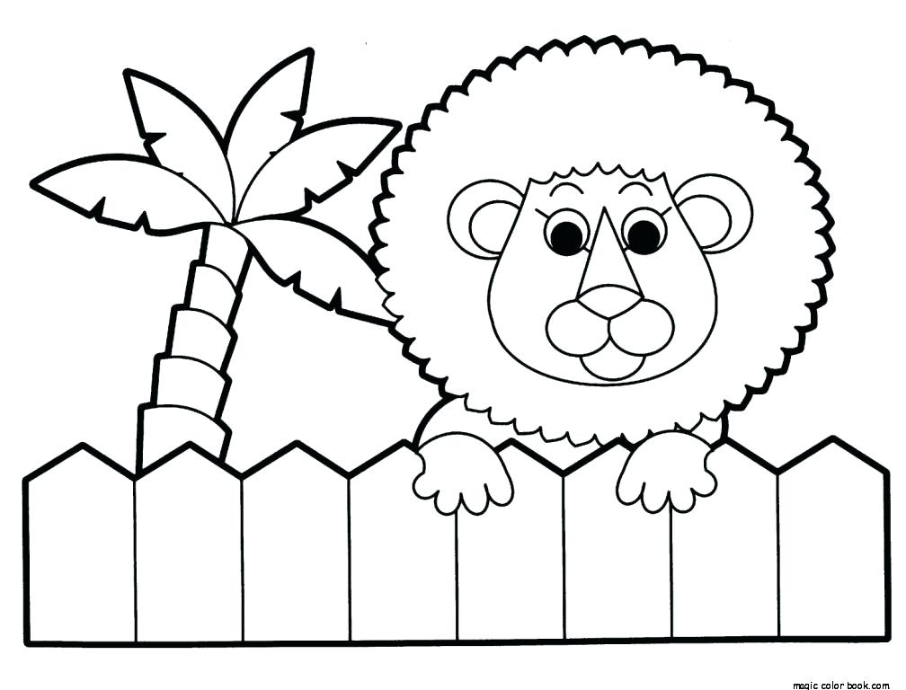 Desenho de Leão em Cima de uma Cercá de Madeira para Colorir