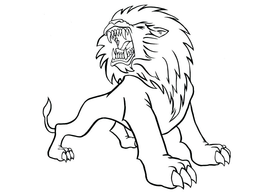 Desenho de Leão Rugindo para Colorir Grátis