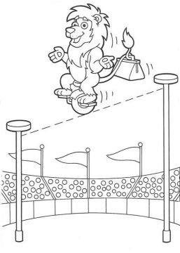 Desenho Pdf de leão Fazendo Acrobacia no Circo para Colorir