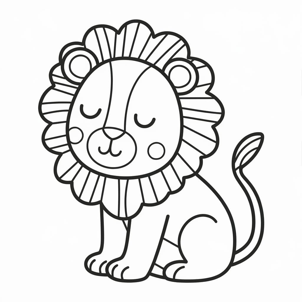 Desenho de Leãozinho Feliz para Colorir