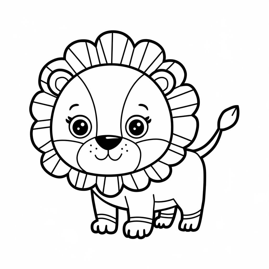 Desenho de Leãozinho Muito Feliz para Colorir