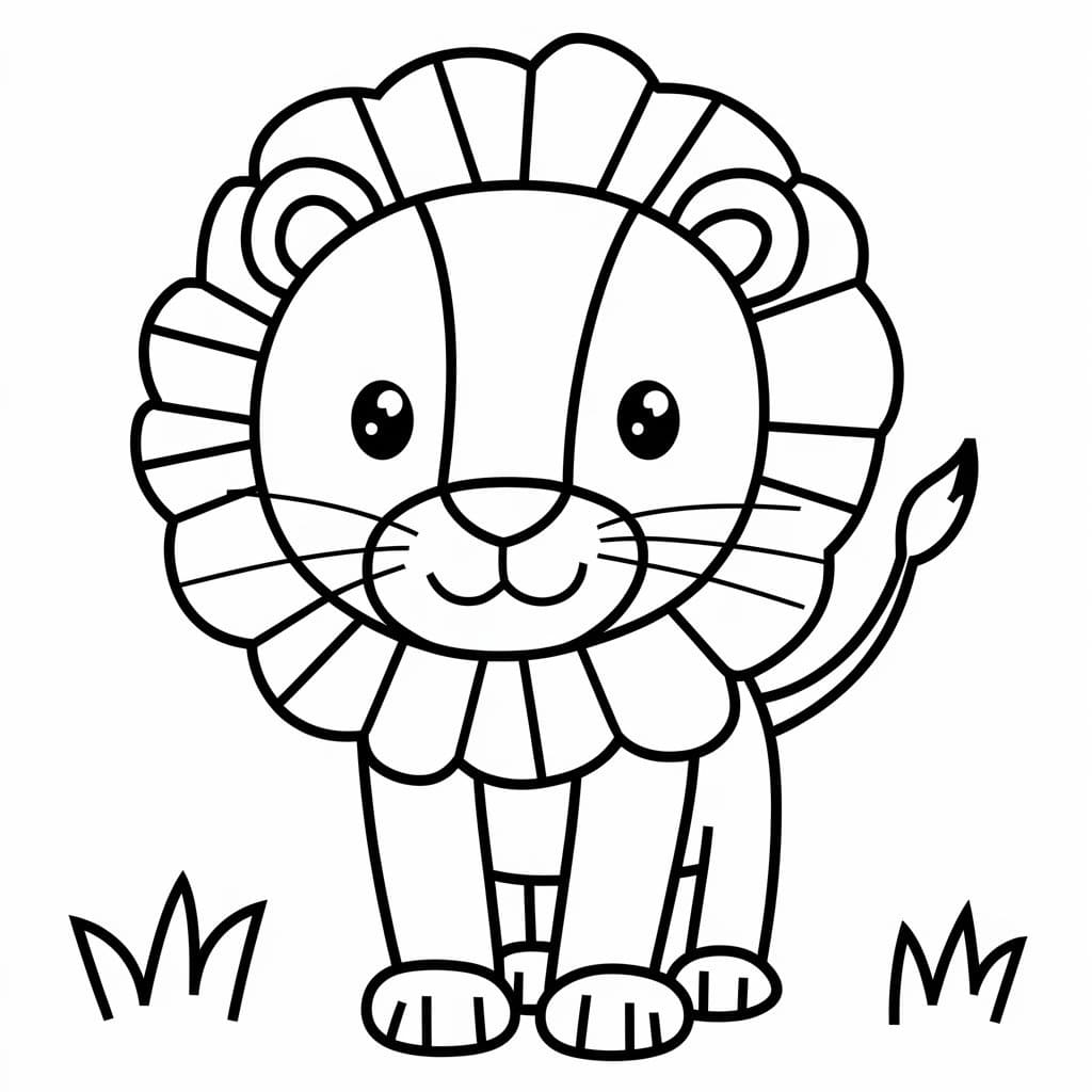 Desenho de Leãozinho Sorridente para Colorir