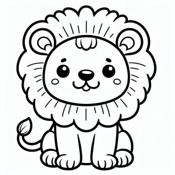 Desenho de Um leãozinho Alegre para Colorir