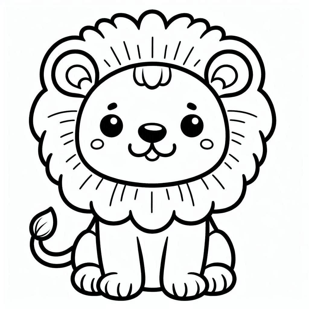 Desenho de um Leãozinho Alegre para Colorir
