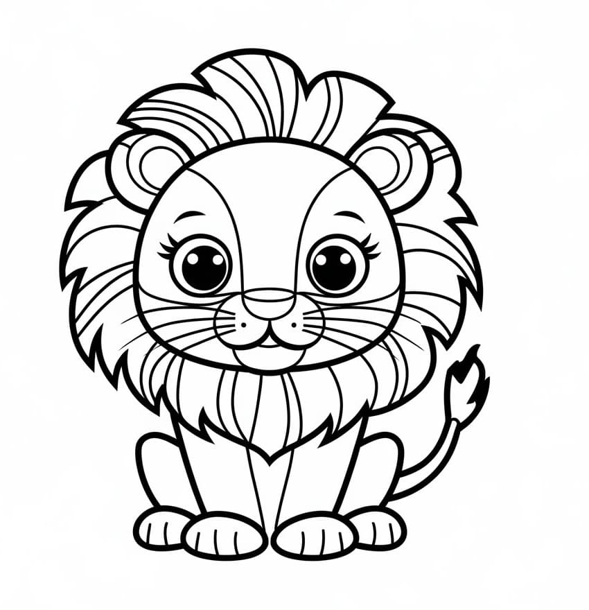 Desenho de um Leãozinho Animado para Colorir