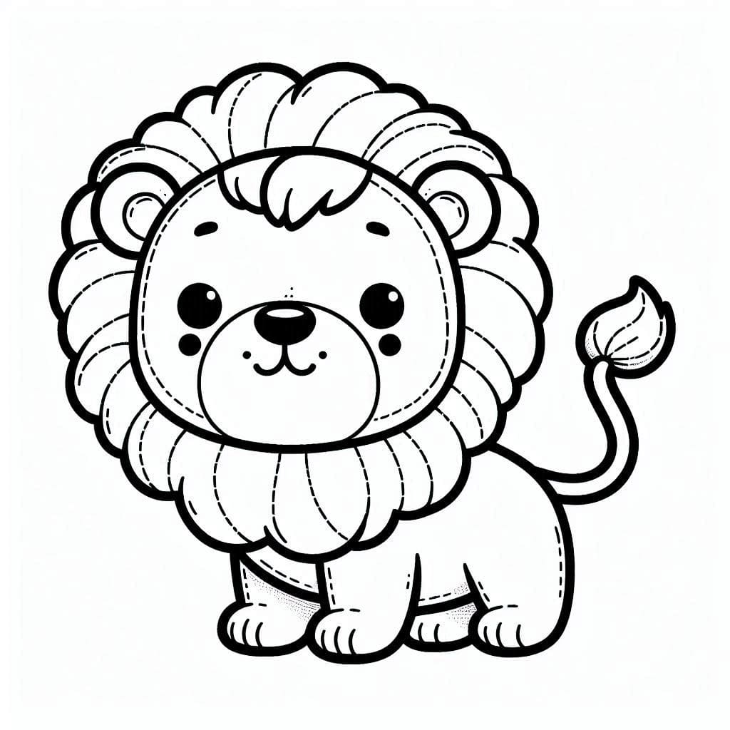Desenho de um Leãozinho Fofo para Colorir