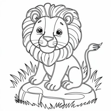 Desenho de Um leãozinho Muito Feliz para Colorir