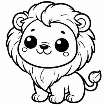Desenho de Um leãozinho Muito Fofo para Colorir