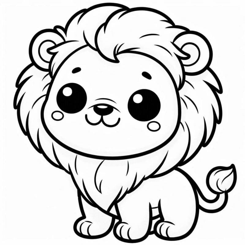 Desenho de um Leãozinho Muito Fofo para Colorir