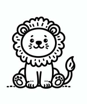 Desenho de Um leãozinho Sorridente para Colorir