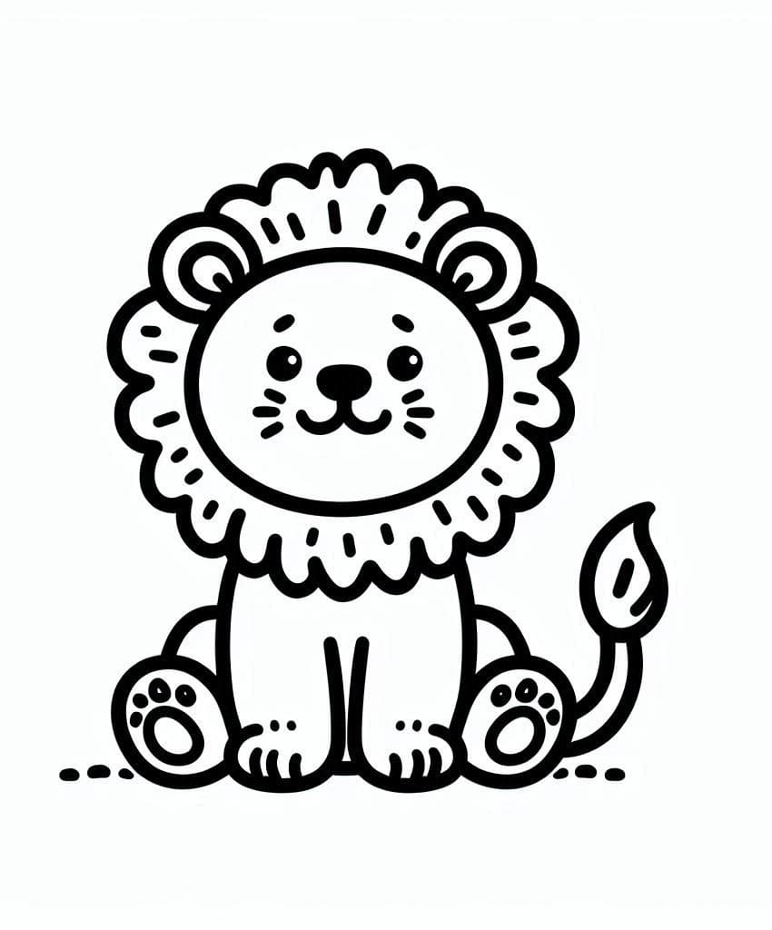 Desenho de um Leãozinho Sorridente para Colorir