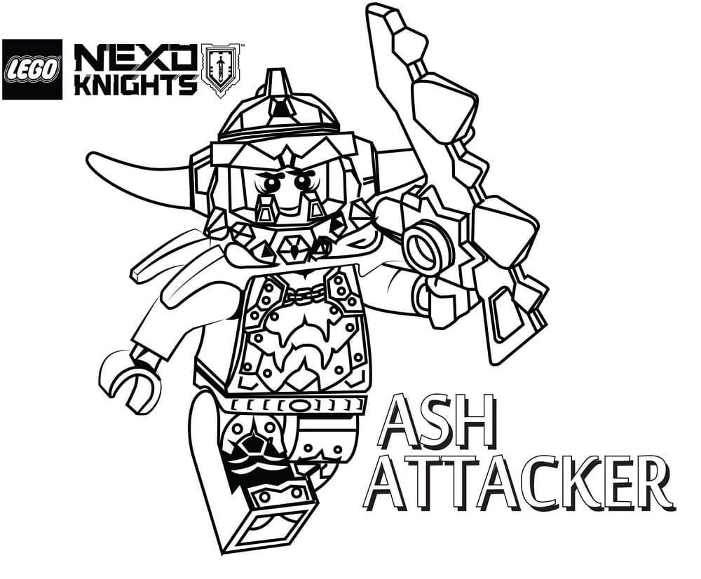 Desenho de Ash de Lego Nexo Knights para Colorir