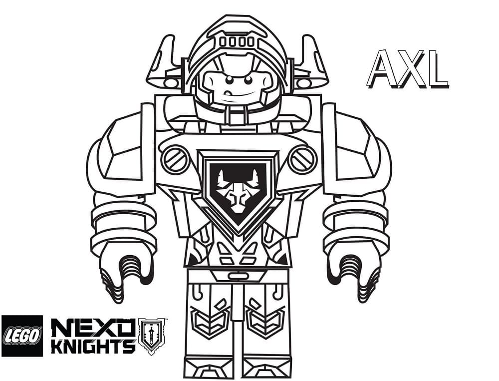 Desenho de Axl de Lego Nexo Knights para Colorir