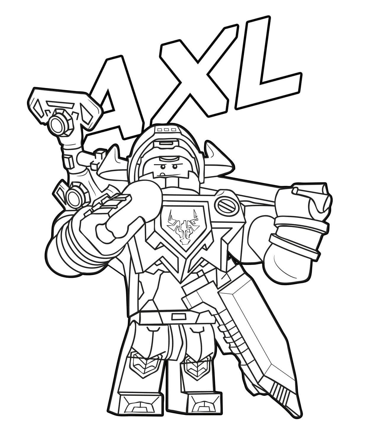 Desenho de Axl Lego Nexo Knights para Colorir
