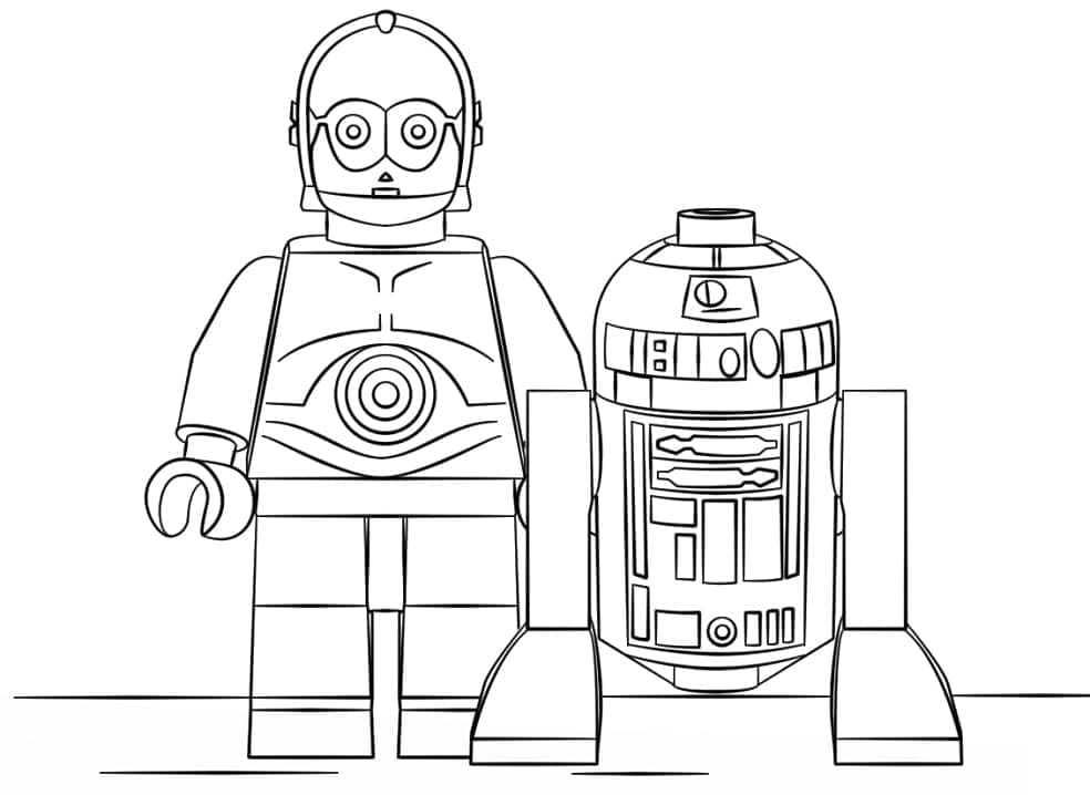 Desenho de C 3Po e R2 D2 Lego Star Wars para Colorir