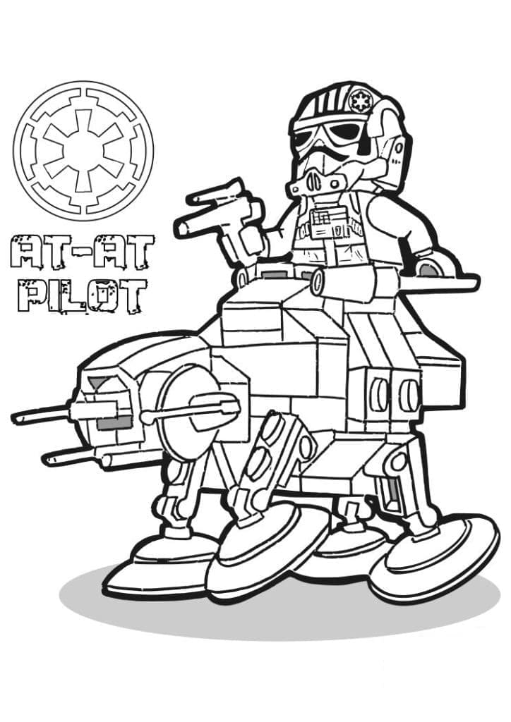 Desenho de Piloto de At At Lego Star Wars para Colorir