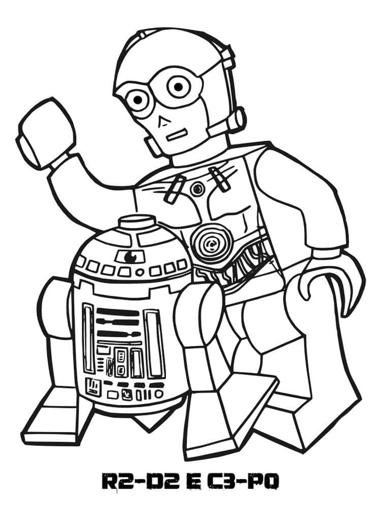 Desenho de R2 D2 e C 3Po Lego Star Wars para Colorir