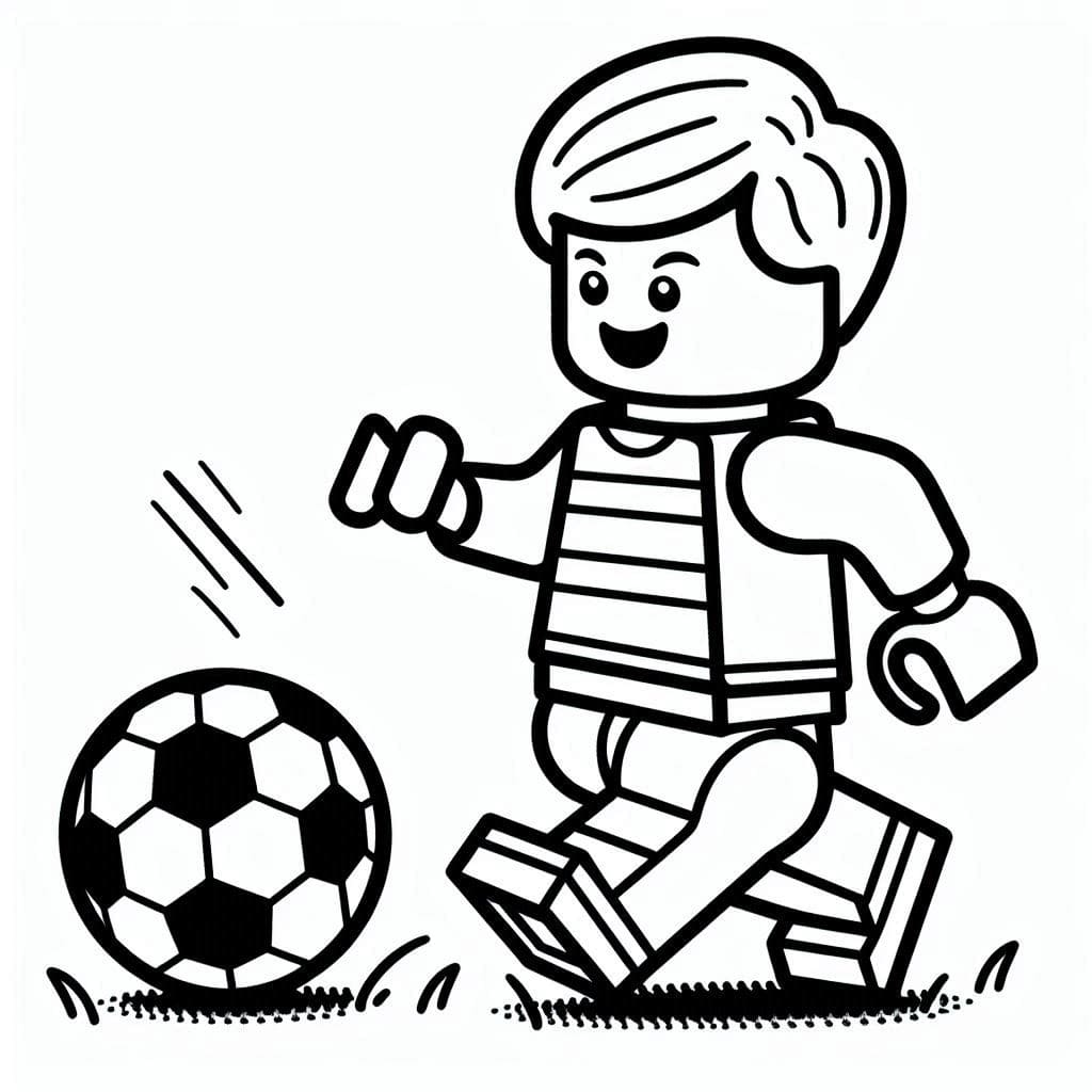 Desenho de um Lego Jogá Futebol para Colorir