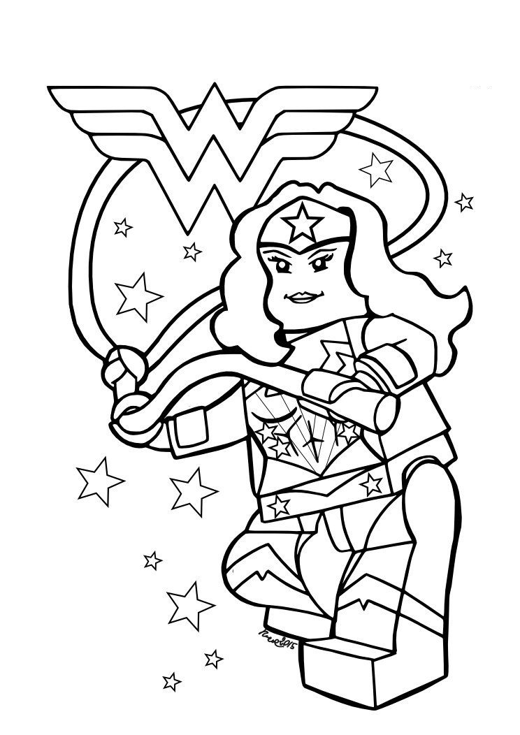 Desenho Lego da Mulher Maravilhá para Colorir e Imprimir