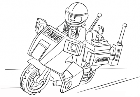 Desenho Pdf de Lego Moto Policial para Colorir grátis