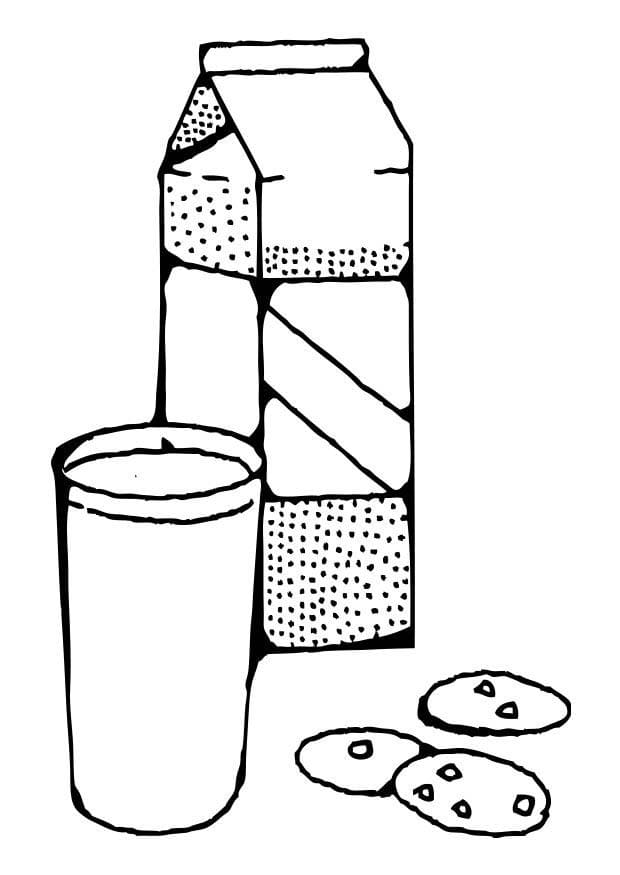 Desenho de Biscoitos e Leite para Colorir