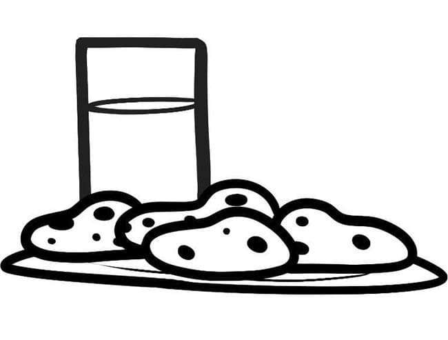 Desenho de Leite e Biscoitos para Colorir