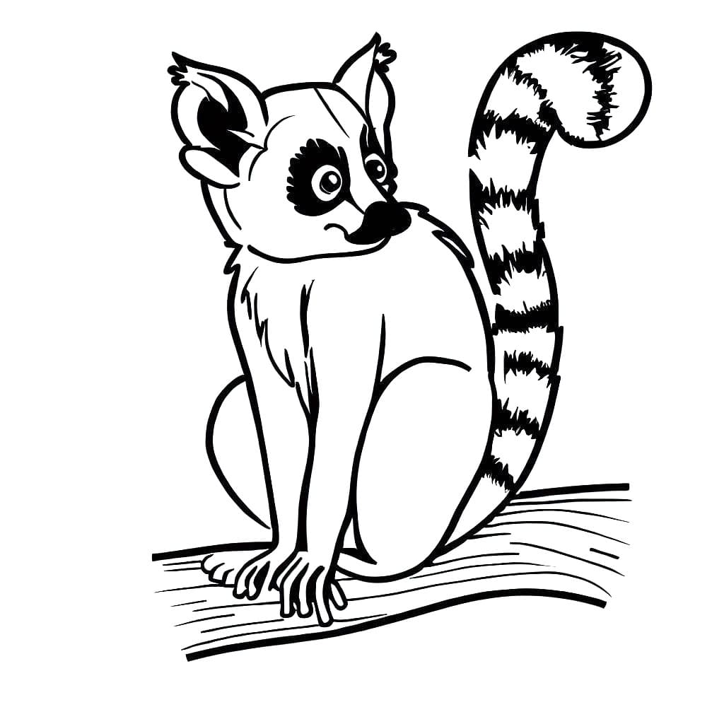 Desenho de Lemure na Árvore para Colorir